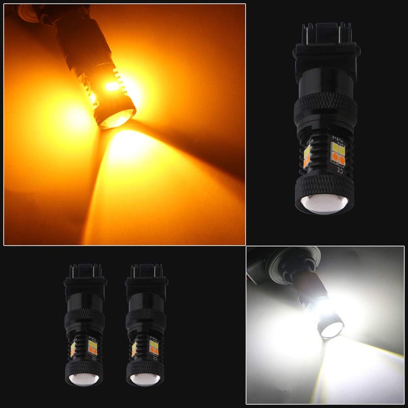 GLL 3157 3057 3357 4157 Amber/White Switchback Turn Signal LED Light Bulbs and Parking Lights Daytime Running Lights Applicable ck (Pack of 2) - Image 4